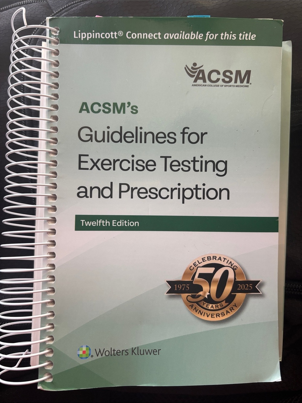 ACSM’s Guideline for Exercise Testing 12th Edition, good condition